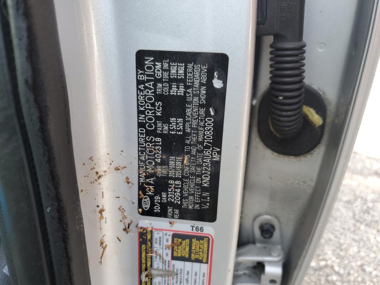 2020 KIA Soul VIN KNDJ23AU6L7108300 Copart auction photo, water/flood damage thumbnail 13