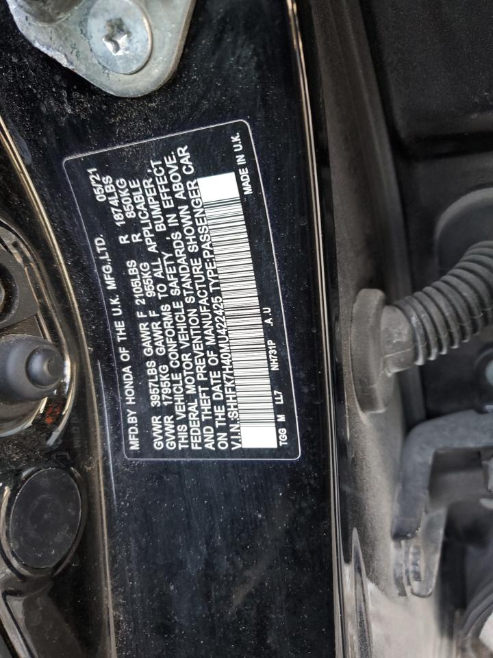 2021 Honda Civic VIN SHHFK7H40MU422425 Copart auction photo, side / front end damage thumbnail 12