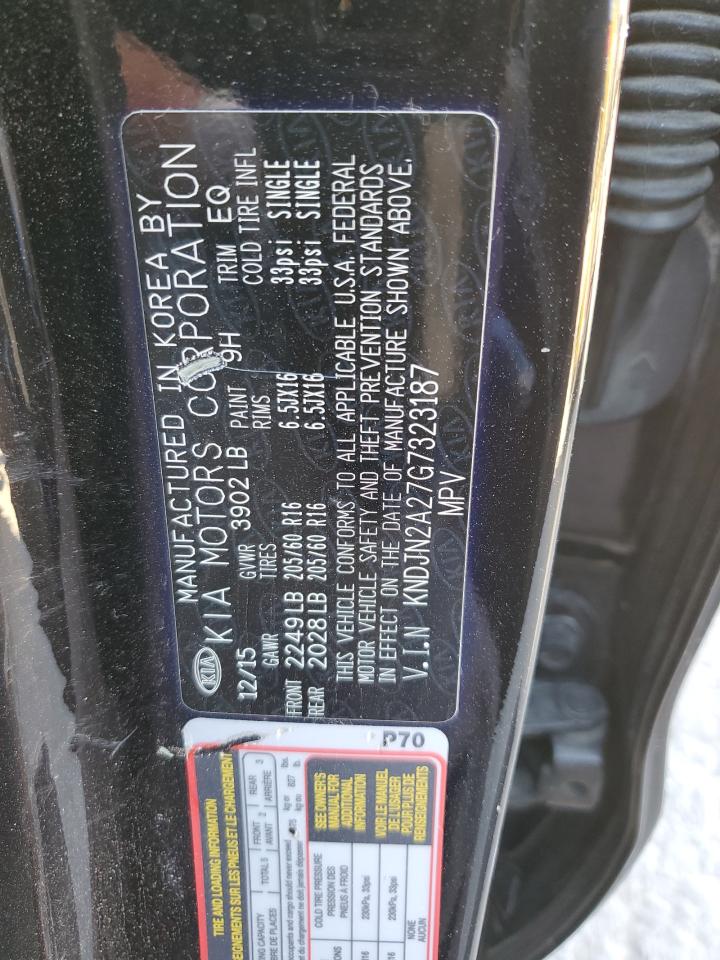 2016 KIA Soul VIN KNDJN2A27G7323187 Copart auction photo, rear end damage thumbnail 13