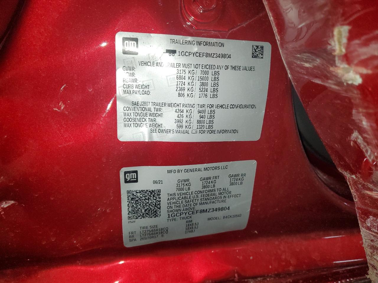 2021 Chevrolet Silverado VIN 1GCPYCEF8MZ349804 Copart auction photo, all over damage thumbnail 12