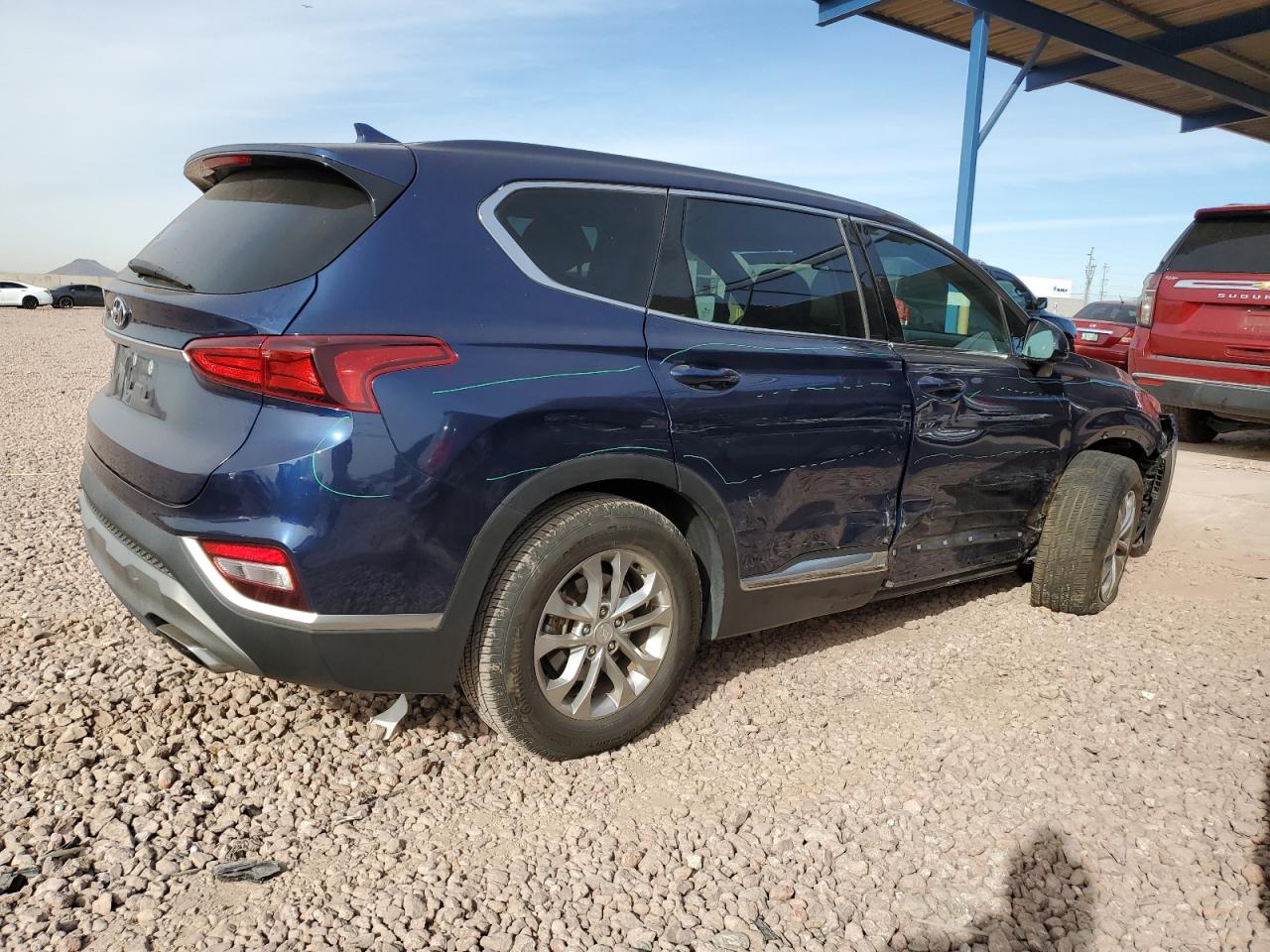 2019 Hyundai Santa Fe VIN 5NMS33ADXKH101049 Copart auction photo, front end / side damage thumbnail 3