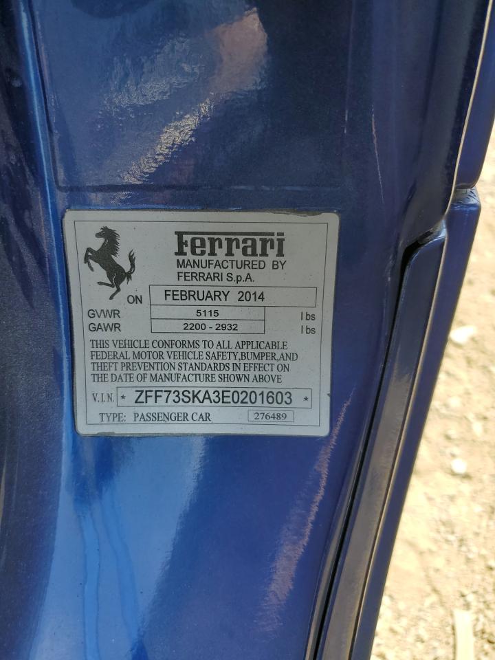 2014 Ferrari FF VIN ZFF73SKA3E0201603 Copart auction photo, burn - engine damage thumbnail 12