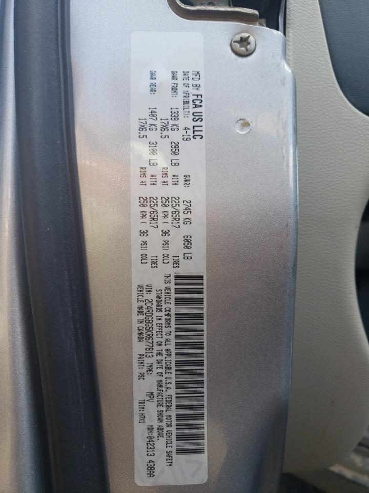 2019 Dodge Caravan VIN 2C4RDGBG5KR677813 Copart auction photo, side damage thumbnail 13