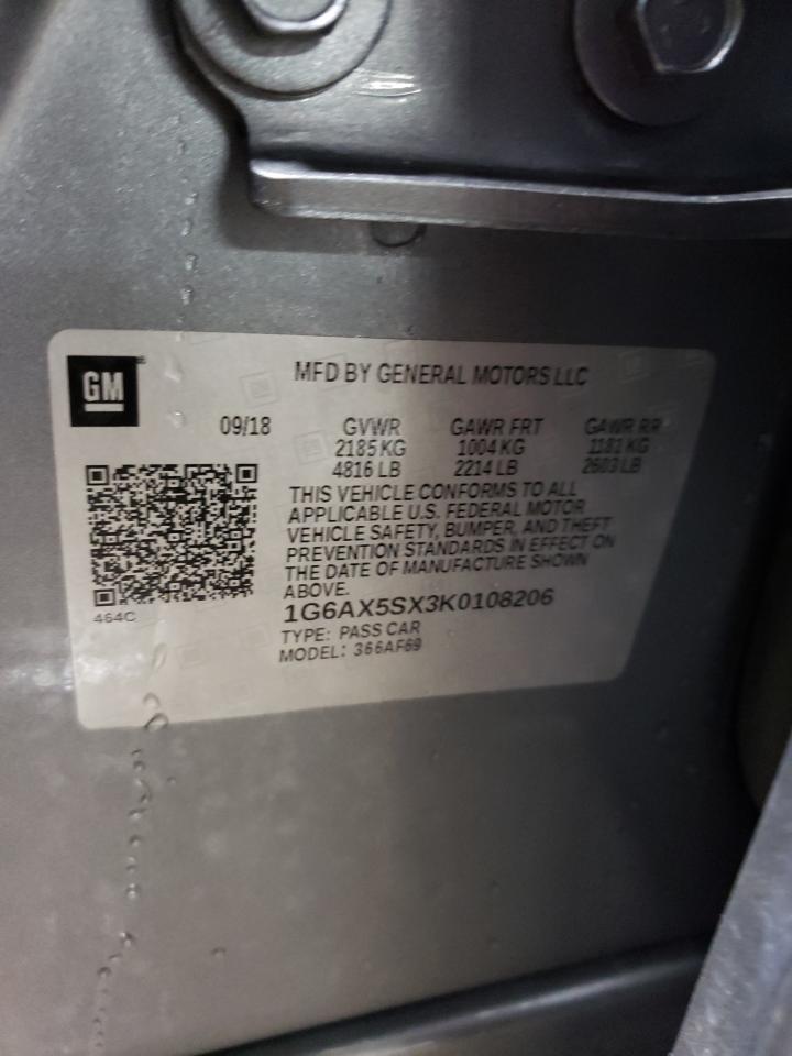 2019 Cadillac CTS VIN 1G6AX5SX3K0108206 Copart auction photo, front end damage thumbnail 12