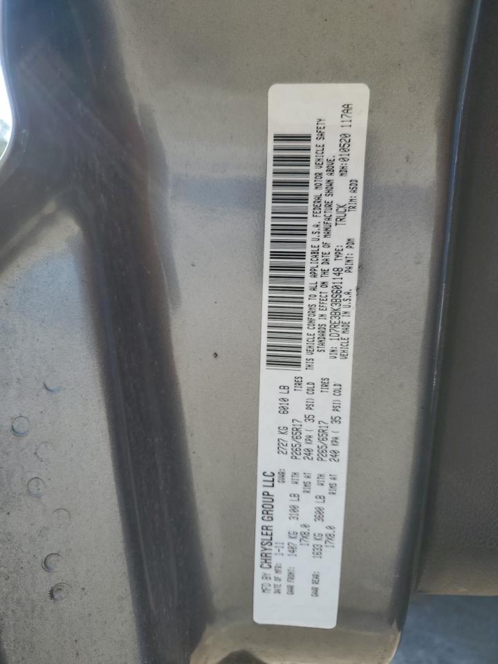 2011 Dodge Dakota VIN 1D7RE3BK3BS601148 Copart auction photo, rear end damage thumbnail 12