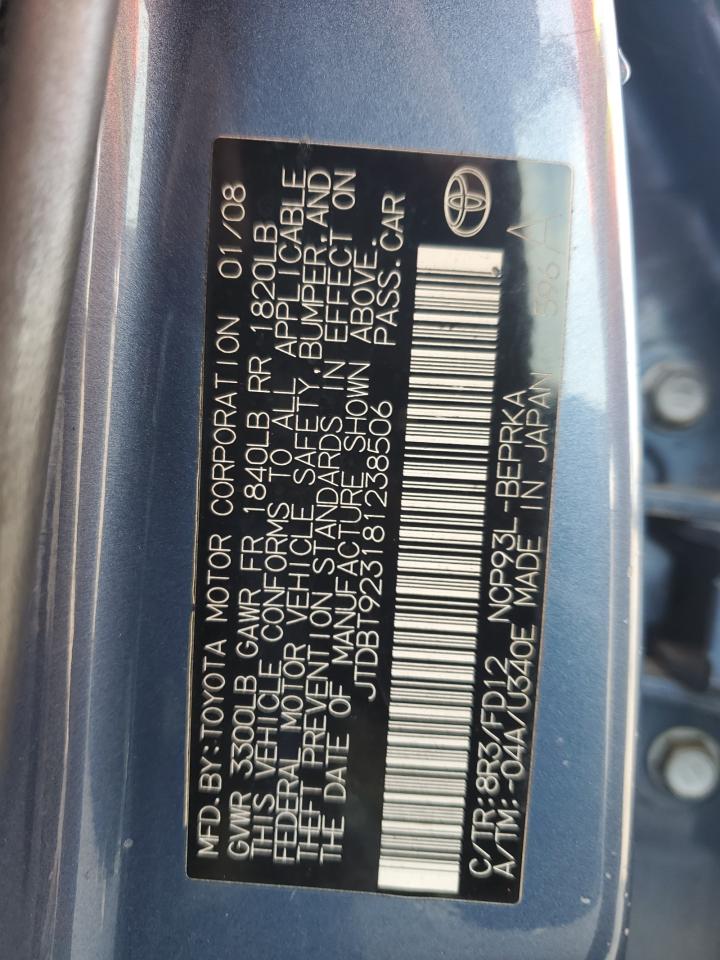 2008 Toyota Yaris VIN JTDBT923181238506 Copart auction photo, side damage thumbnail 13