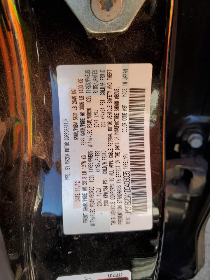 2013 Mazda CX-9 VIN JM3TB2DA1D0403035 Copart auction photo, front end damage thumbnail 13