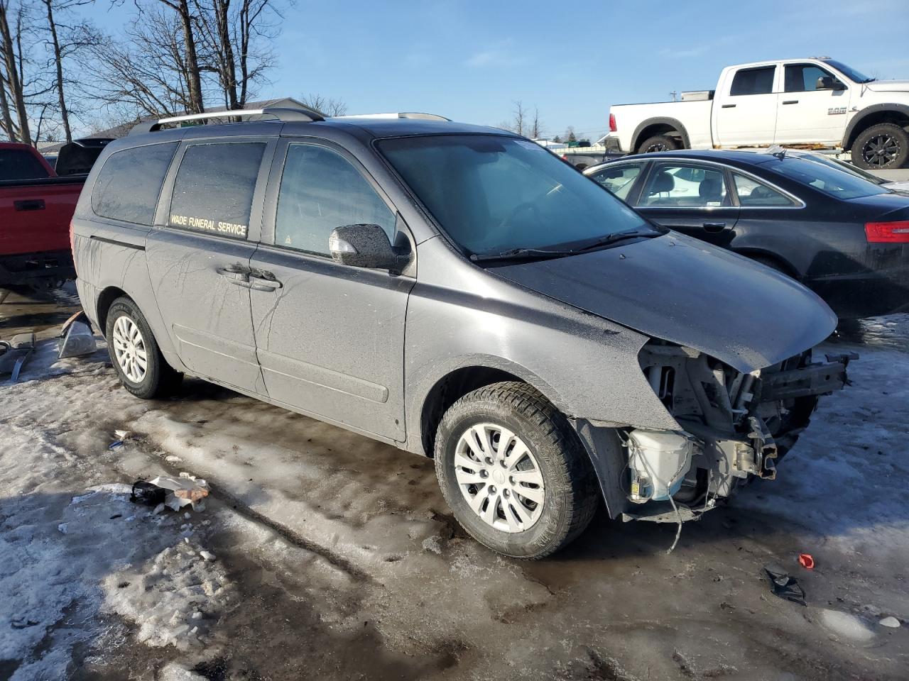 2014 KIA Sedona VIN KNDMG4C74E6548827 Copart auction photo, front end damage thumbnail 4