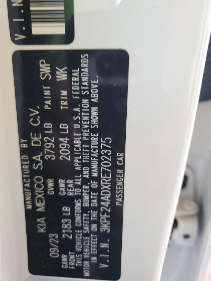 2024 KIA Forte VIN 3KPF24ADXRE702375 Copart auction photo, undercarriage / front end damage thumbnail 14