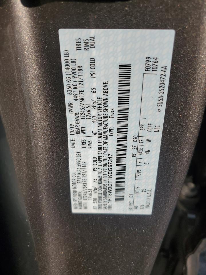 2019 Ford F350 VIN 1FT8W3DT1KEG67317 Copart auction photo, front end damage thumbnail 14
