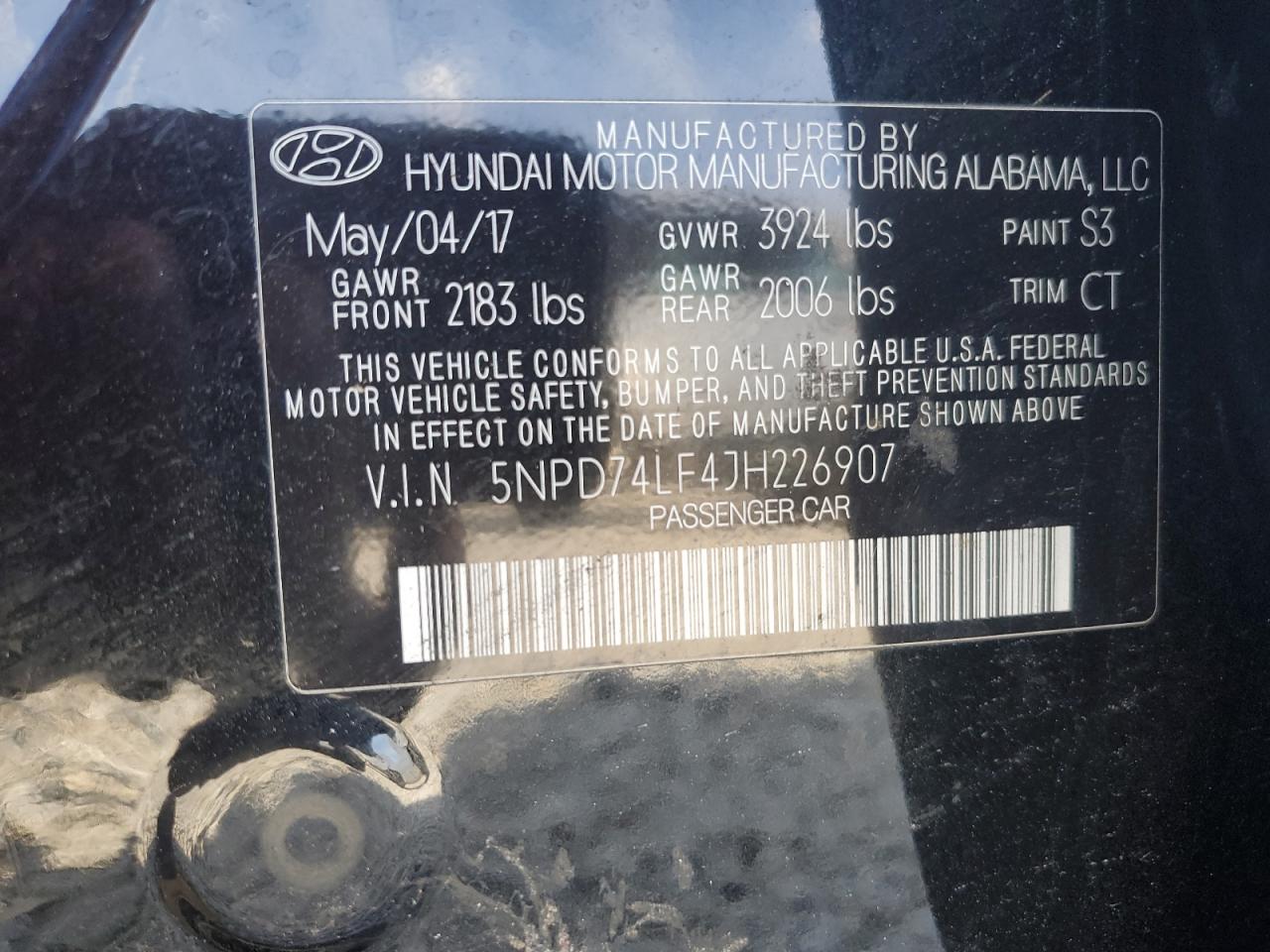 2018 Hyundai Elantra VIN 5NPD74LF4JH226907 Copart auction photo, front end / undercarriage damage thumbnail 12