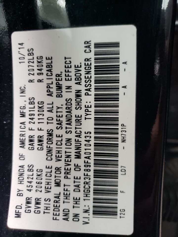 2015 Honda Accord VIN 1HGCR3F89FA010435 Copart auction photo, front end / minor dent/scratches damage thumbnail 13