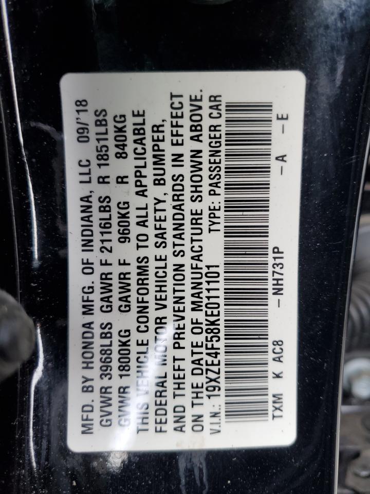 2019 Honda Insight VIN 19XZE4F58KE011101 Copart auction photo, side / rear end damage thumbnail 12