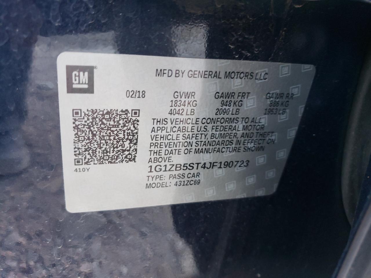 2018 Chevrolet Malibu VIN 1G1ZB5ST4JF190723 Copart auction photo, rear end damage thumbnail 15