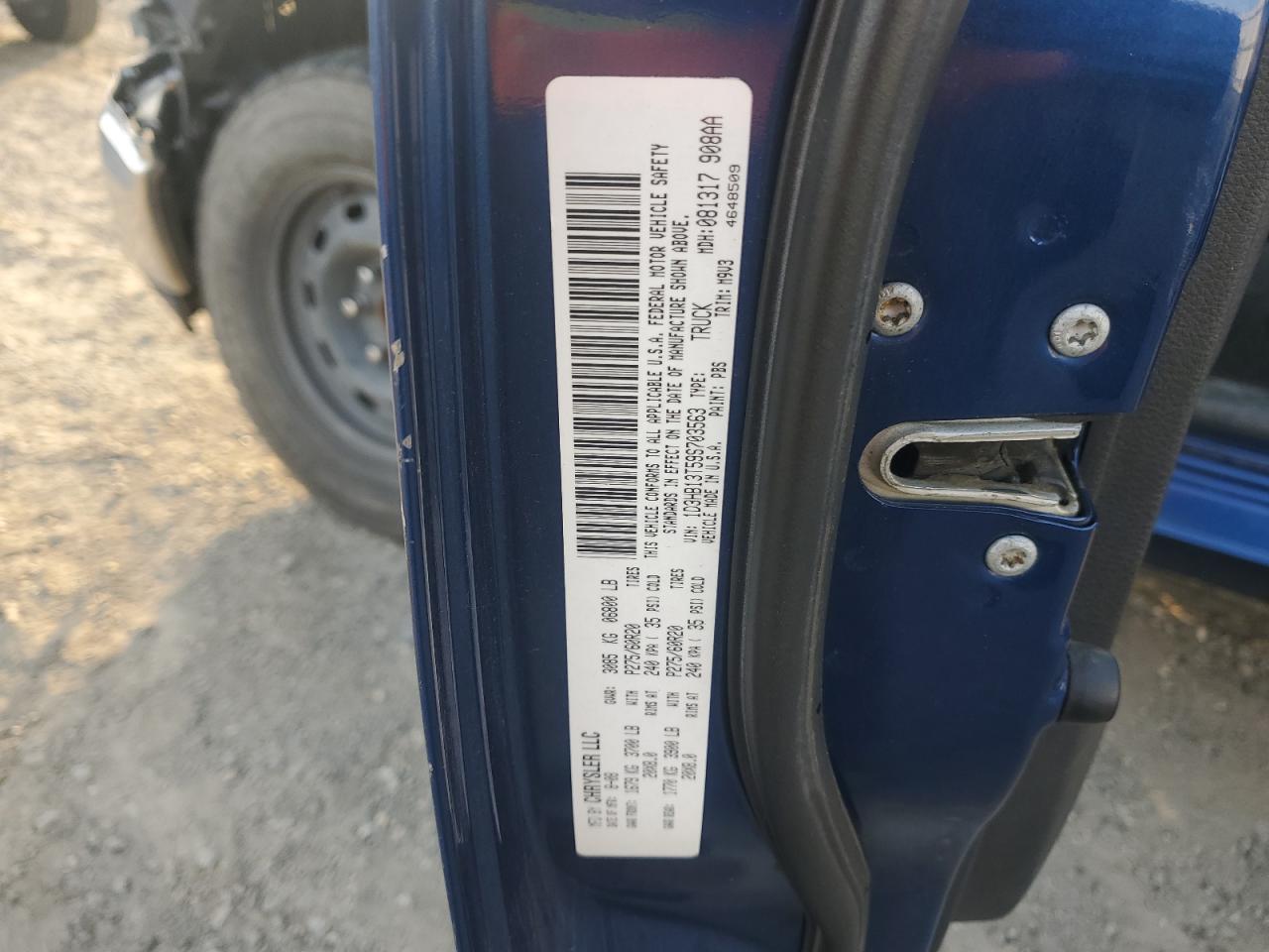 2009 Dodge RAM VIN 1D3HB13T59S703563 Copart auction photo, front end / rear end damage thumbnail 13