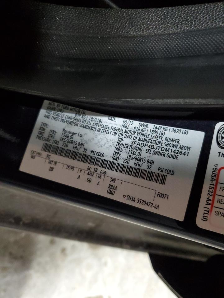 2013 Ford Fiesta VIN 3FADP4BJ7DM142641 Copart auction photo, rear end damage thumbnail 14