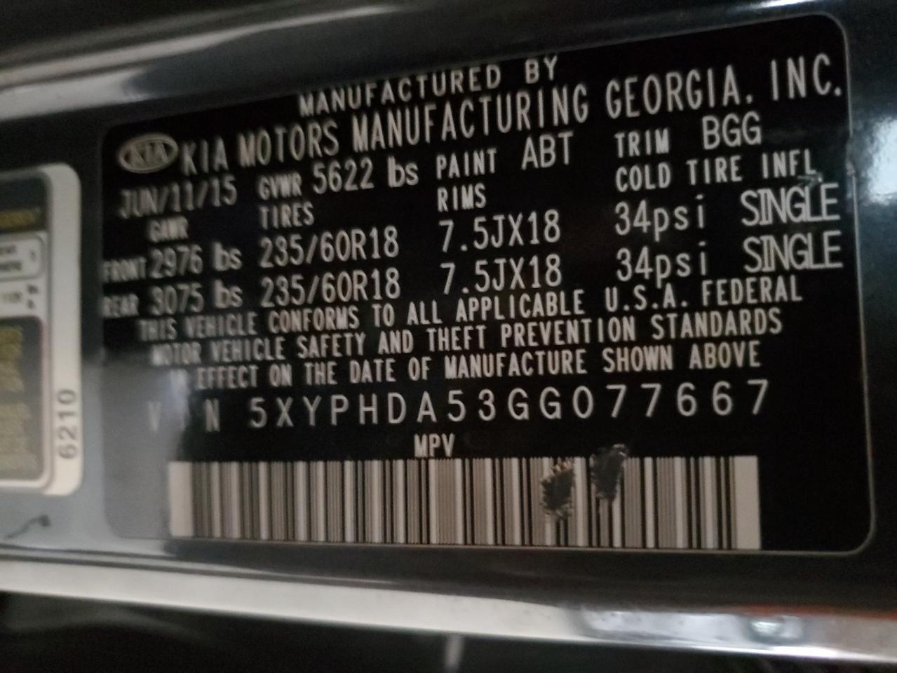 2016 KIA Sorento VIN 5XYPHDA53GG077667 Copart auction photo, undercarriage / front end damage thumbnail 13
