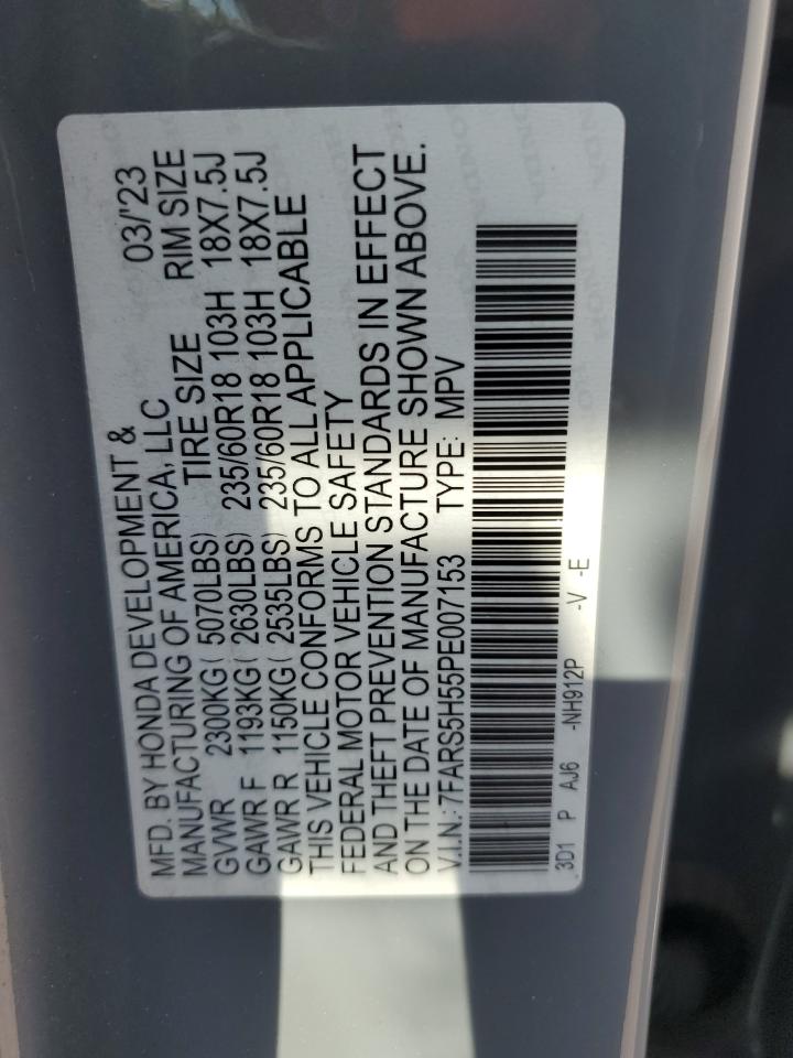 2023 Honda CR-V VIN 7FARS5H55PE007153 Copart auction photo, front end / rear end damage thumbnail 14