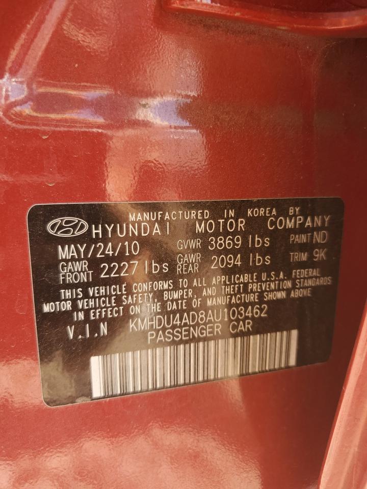 2010 Hyundai Elantra VIN KMHDU4AD8AU103462 Copart auction photo, normal wear damage thumbnail 14