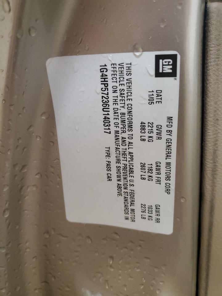 2006 Buick Lucerne VIN 1G4HP57236U140317 Copart auction photo, front end / minor dent/scratches damage thumbnail 12