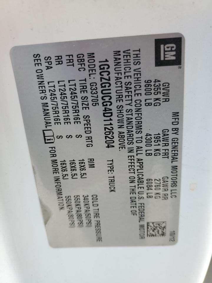 2013 Chevrolet Express VIN 1GCZGUCG4D1126204 Copart auction photo, front end damage thumbnail 16