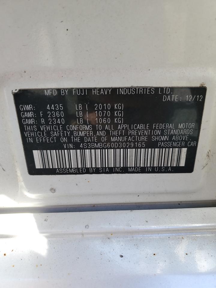 2013 Subaru Legacy VIN 4S3BMBG60D3029165 Copart auction photo, rollover damage thumbnail 12