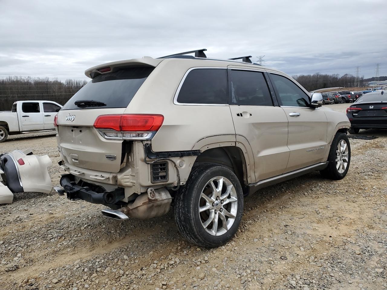 2014 Jeep Grand Cherokee VIN 1C4RJFJM8EC300013 Copart auction photo, front end / rear end damage thumbnail 3
