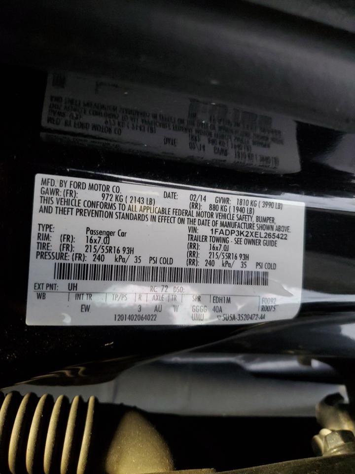 2014 Ford Focus VIN 1FADP3K2XEL265422 Copart auction photo, front end / minor dent/scratches damage thumbnail 15