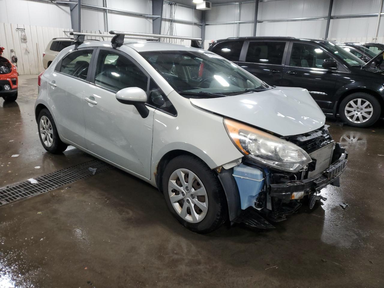 2013 KIA Rio VIN KNADN5A38D6203758 Copart auction photo, front end / side damage thumbnail 4