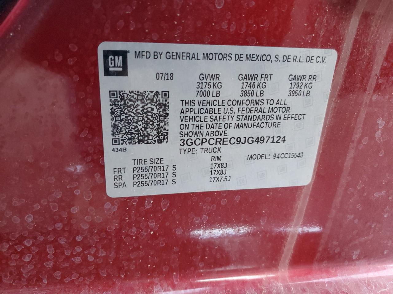 2018 Chevrolet Silverado VIN 3GCPCREC9JG497124 Copart auction photo, front end damage thumbnail 14
