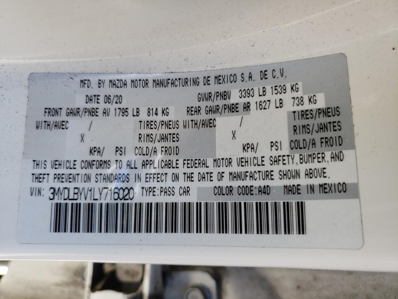 2020 Toyota Yaris VIN 3MYDLBYV1LY716020 Copart auction photo, front end damage thumbnail 14