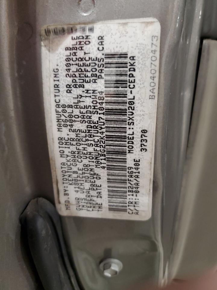 2000 Toyota Camry VIN 4T1BG22K4YU710484 Copart auction photo, front end damage thumbnail 14