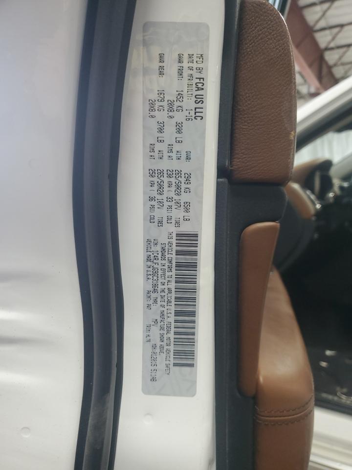 2016 Jeep Grand Cherokee VIN 1C4RJFJG9GC318646 Copart auction photo, front end damage thumbnail 13