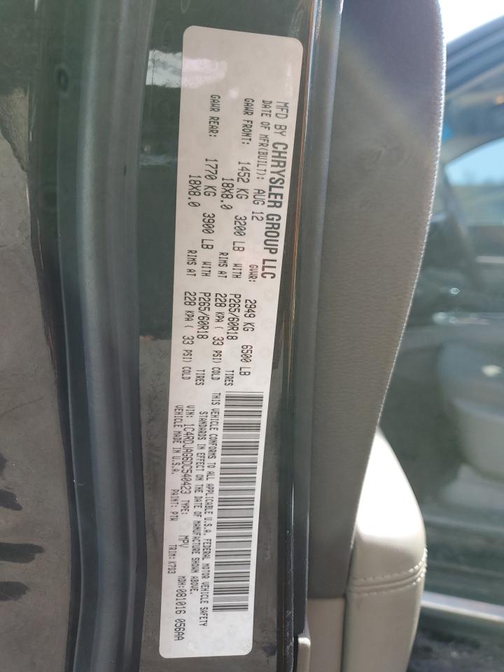 2013 Dodge Durango VIN 1C4RDJAG6DC540423 Copart auction photo, front end / minor dent/scratches damage thumbnail 14