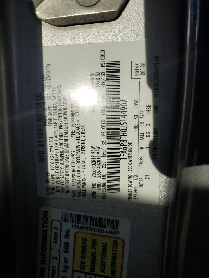 2018 Ford Mustang VIN 1FA6P8TH0J5144907 Copart auction photo, hail damage thumbnail 12