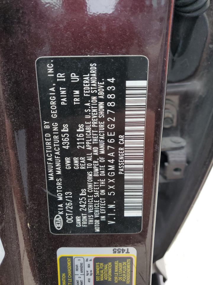 2014 KIA Optima VIN 5XXGM4A76EG278834 Copart auction photo, mechanical damage thumbnail 12
