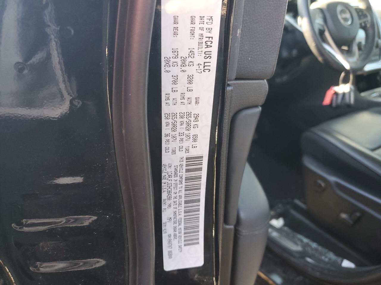 2017 Jeep Grand Cherokee VIN 1C4RJFJG3HC864280 Copart auction photo, vandalism damage thumbnail 12