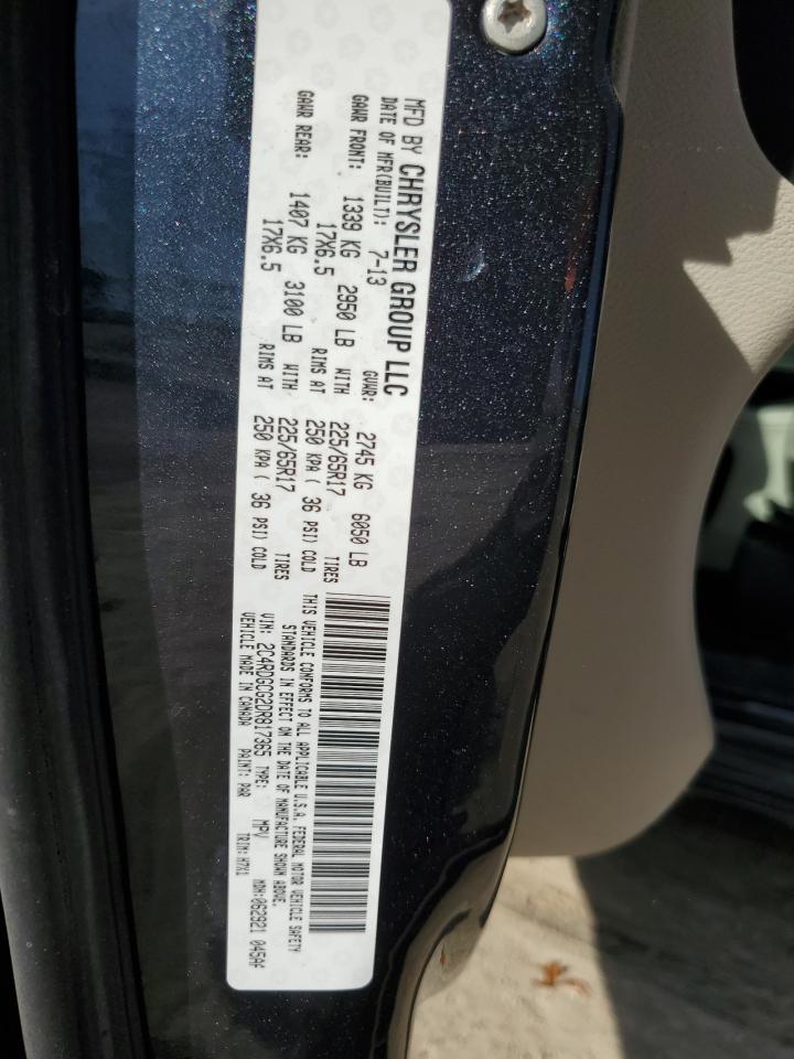 2013 Dodge Caravan VIN 2C4RDGCG2DR817365 Copart auction photo, burn damage thumbnail 13