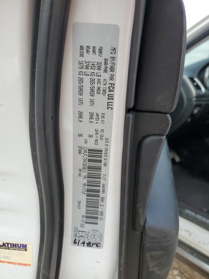 2017 Jeep Grand Cherokee VIN 1C4RJFJTXHC963613 Copart auction photo, front end / side damage thumbnail 14