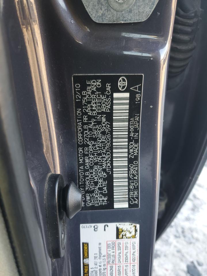 2011 Toyota Prius VIN JTDKN3DU7B0267597 Copart auction photo, mechanical / minor dent/scratches damage thumbnail 12