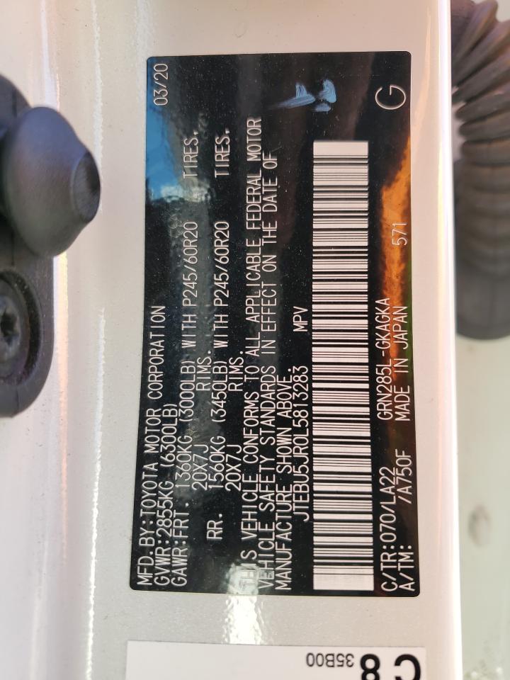 2020 Toyota 4Runner VIN JTEBU5JR0L5813283 Copart auction photo, front end damage thumbnail 14