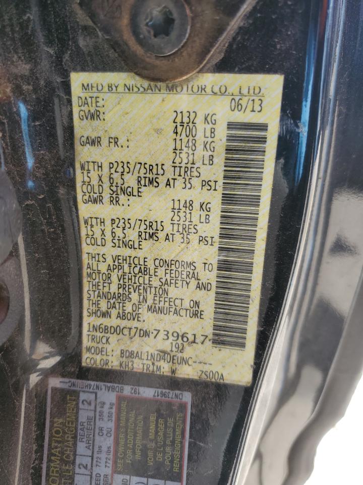 2013 Nissan Navara (Frontier) VIN 1N6BD0CT7DN739617 Copart auction photo, rear end damage thumbnail 13