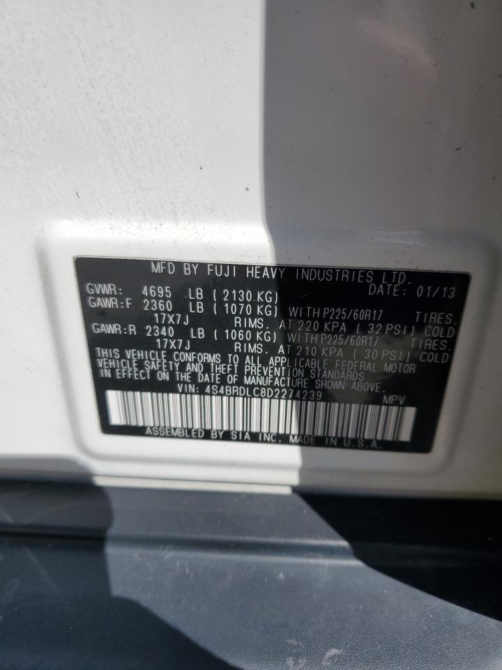 2013 Subaru Outback VIN 4S4BRDLC8D2274239 Copart auction photo, mechanical / front end damage thumbnail 13