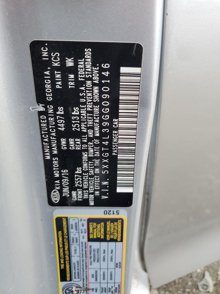 2016 KIA Optima VIN 5XXGT4L39GG090146 Copart auction photo, front end damage thumbnail 14