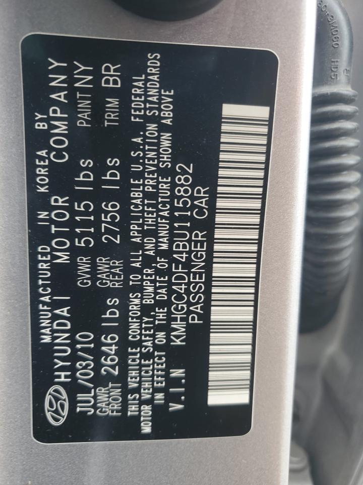 2011 Hyundai Genesis VIN KMHGC4DF4BU115882 Copart auction photo, front end / undercarriage damage thumbnail 14