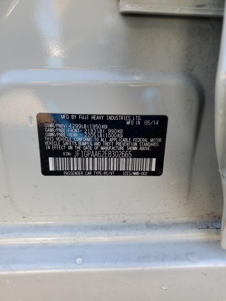 2014 Subaru Impreza VIN JF1GPAA62E8302665 Copart auction photo, front end damage thumbnail 13