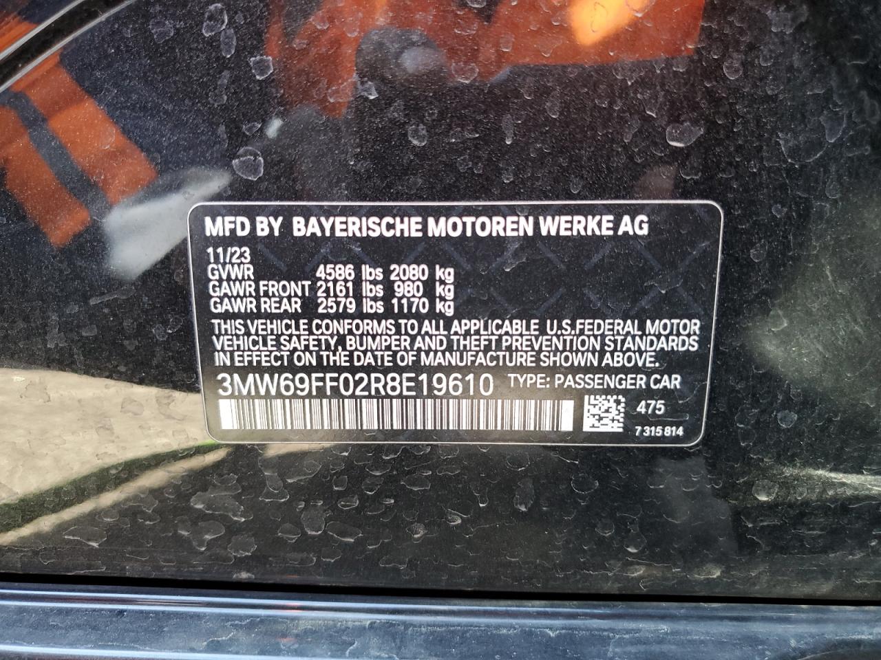 2024 BMW 3er VIN 3MW69FF02R8E19610 Copart auction photo, mechanical damage thumbnail 12