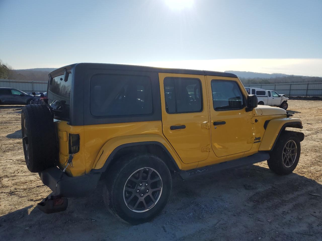 2021 Jeep Wrangler VIN 1C4HJXDG4MW667091 Copart auction photo, side / rear end damage thumbnail 3