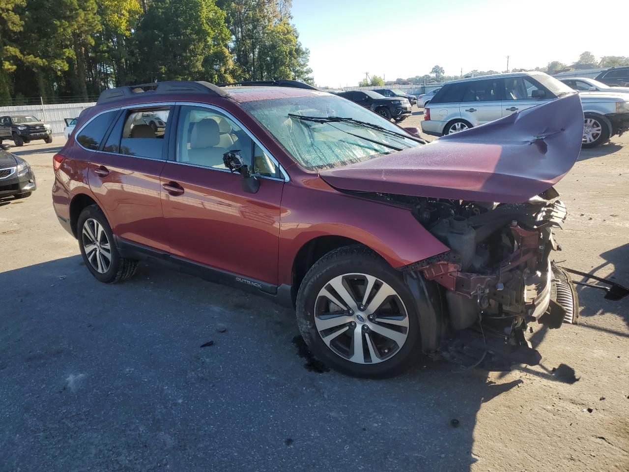 2018 Subaru Outback VIN 4S4BSANC3J3281976 Copart auction photo, front end / side damage thumbnail 4
