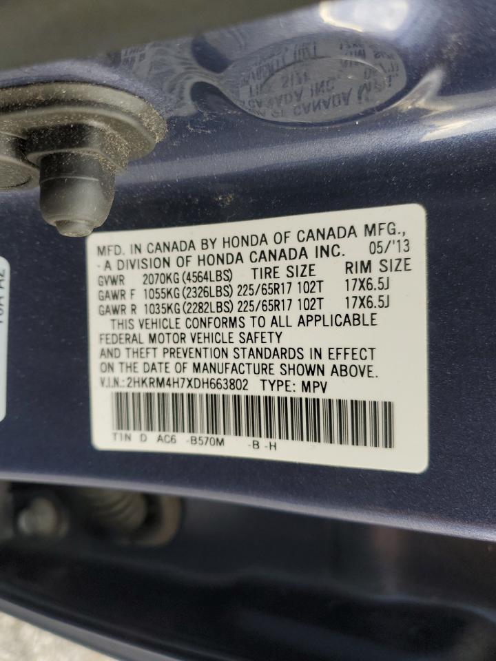 2013 Honda CR-V VIN 2HKRM4H7XDH663802 Copart auction photo, front end damage thumbnail 13